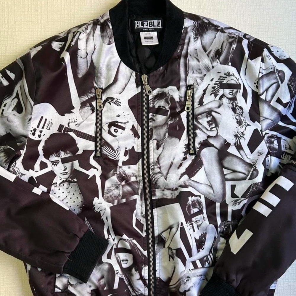 Black and White Graphic Bomber Jacket